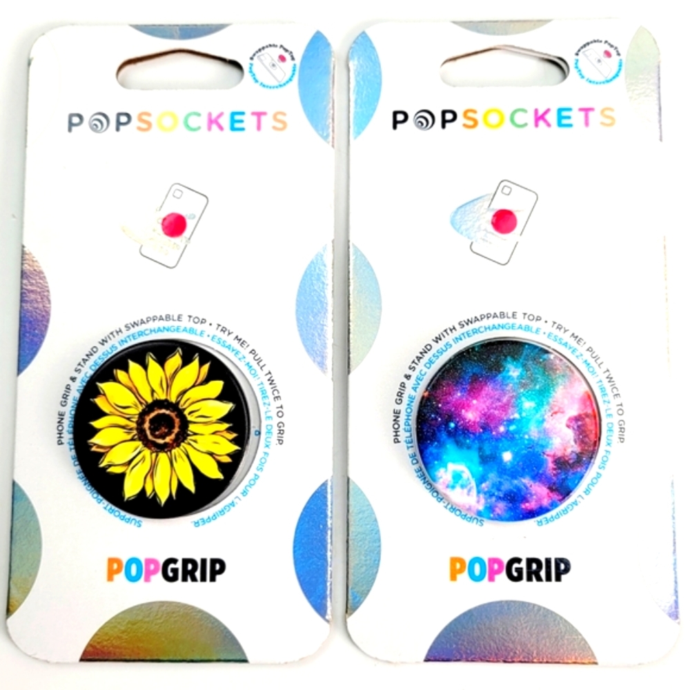 Two Popsockets Blue Nebula & Sunflower